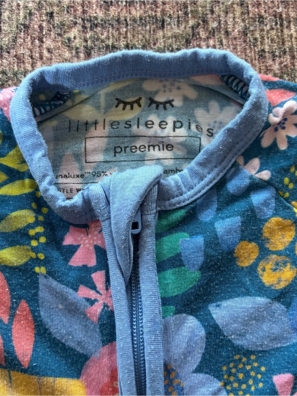 Little Sleepies Floral Folk Sleeper PREEMIE - Picture 3 of 3